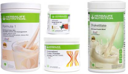 Herbalife Nutrition FORMULA-1 SHAKE VANILLA+PROTEIN POWDER -200GM+AFRESH -TULSI-+SHAKE MATE Protein Shake