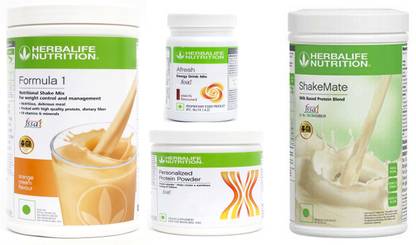 Herbalife Nutrition FORMULA-1 SHAKE ORANGE CREAM+PROTEIN POWDER -200GM+AFRESH -ELACHI-+SHAKE MATE Protein Shake