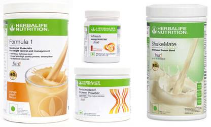 Herbalife Nutrition FORMULA-1 SHAKE ORANGE CREAM+PROTEIN POWDER -200GM+AFRESH -CINNAMON-+SHAKE MATE Protein Shake