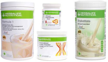 Herbalife Nutrition FORMULA-1 SHAKE VANILLA+PROTEIN POWDER -200GM+AFRESH -CINNAMON-+SHAKE MATE Protein Shake