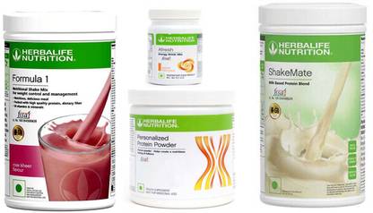Herbalife Nutrition FORMULA-1 SHAKE ROSEKHEER+PROTEIN POWDER -200GM+AFRESH -PEACH-+SHAKE MATE Protein Shake