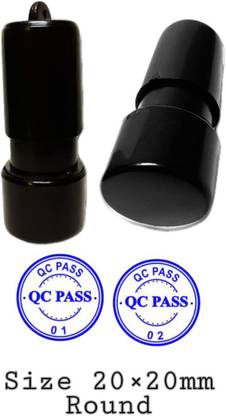 LRK QC PASS Self Ink Stamp Blue Color Pri Inked Stamp 20X20mm Round