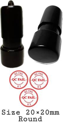 LRK QC FAIL Round Red Color Rubber Stamp 1-3 Set Self Ink Stamp Size 20X20 mm Round
