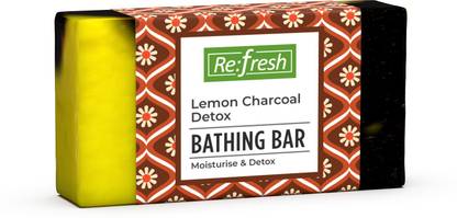 Refresh Lemon Charcoal Detox Bathing Bar, Safe PH Level, Gentle Cleansing for Men &Women