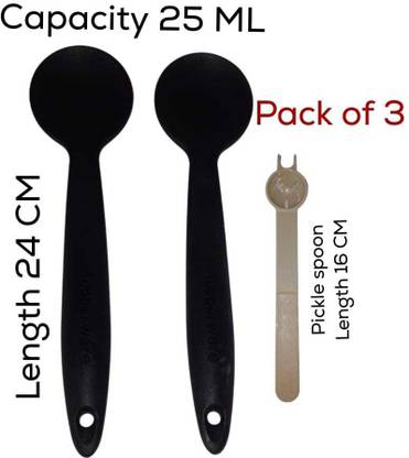 TUPPERWARE Serving Spoons Capacity 25ml,Height 24Cm, 2 + 1 Pickle Spoon (Pack of 3) Polypropylene Serving Spoon Set
