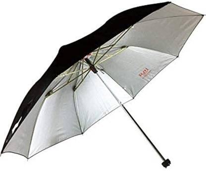 Kc Paul and sons K C PAUL THREE FOLD BLACK SOLID POLYESTER UMBRELLA Umbrella
