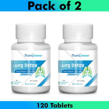 Nutrigrams Lung Detox- 100% Herbal Lung Detox for Smokers - Pack of 2