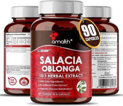 AMALTH Salacia Oblonga 90 Veg Capsules Optimize Gulocose Metabolism Levels