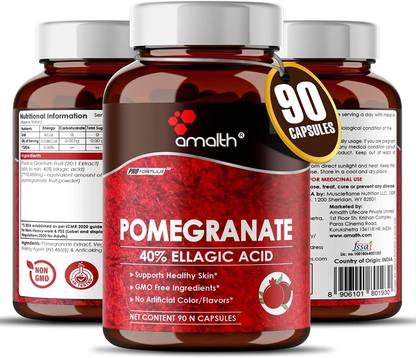 AMALTH Extra Strength Pomegranate 40% Ellagic Acid, 90 Veg Capsules