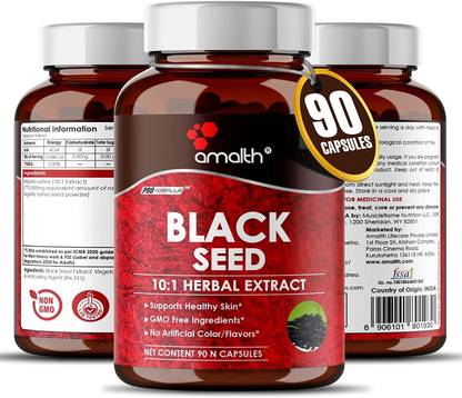 AMALTH Black Seed Extract 500mg- 90 Veg Capsules - Nigella Sativa Seed Extract