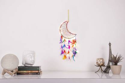 Priva Arts Moon Dream Catcher With Light Feather Dream Catcher