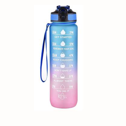 Ample Wings Sports Water Bottle Leak Proof Drink Bottles with Motivational Time Marker 1000 ml Bottle