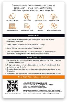 Avast Premium Security (Total Security Antivirus) (1 PC | 1 Year) Special Edition with Expansion Pack Only