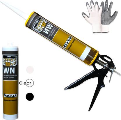 Buildingshop X Wacker WN Silicon Glue Sealant and Gap Filler Windows, Tiles (WN Kit, White) Crack Filler