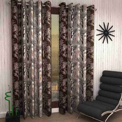 sepeno 274 cm (9 ft) Long Door Polyester Semi Transparent Curtain (Pack Of 2)