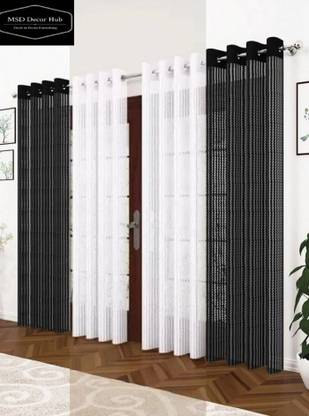 MSD Decor Hub 274 cm (9 ft) Polyester Transparent Long Door Curtain (Pack Of 4)