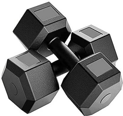 Dee Fit 10kg Hexagon shape PVC Dumbbell for Gym Or Home workout Fixed Weight Dumbbell