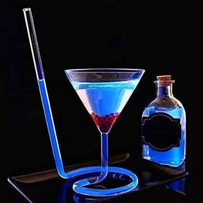 cRAFTRY (Pack of 2) Roll Sip Glasses with Build in Straw | Cocktail Glasses, Vampire, Enhance Glass Set Cocktail Glass