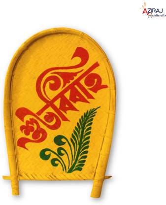AZIRAJ Bamboo Painted Kulo for Bengali Wedding Kitchen Tool Set