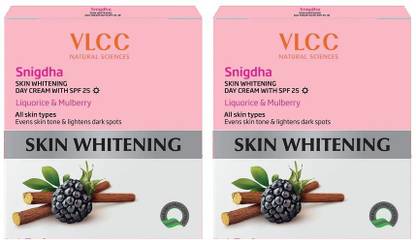 VLCC Snigdha Skin Whitening Premium Day Cream with SPF 25 Combo Pack of 2 (50gm X 2)