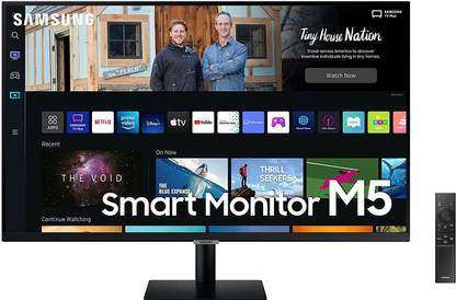 SAMSUNG M5 81.28 cm (32 inch) Full HD LED Backlit VA Panel with embedded TV Apps, PC-less productivity with Samsung DeX, Office 365, Google Duo app, and IoT Hub, Built-in Speakers, Ultrawide Game View Smart Monitor (LS32CM500EWXXL)