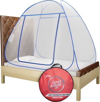 Good Knight Polyester Adults Washable Anti Mosquito Bed Nets - Single Cot Size Blue Colour Mosquito Net