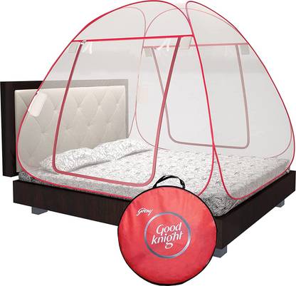 Good Knight Polyester Adults Washable Anti Mosquito Bed Nets - Queen Size Red Colour Mosquito Net