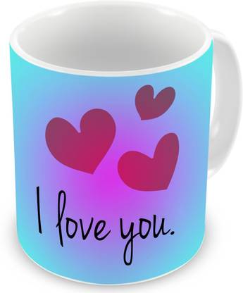 Square Designs Minimalist Love Message with Floating Hearts Ceramic Coffee Mug