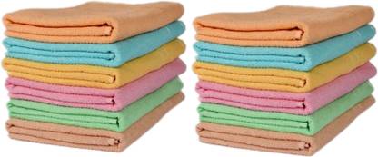 Weldeym Cotton Face Towel/Napkin (350 GSM/12'' x18'') Set of 12 Small Size Multi Use Multicolor Cloth Napkins