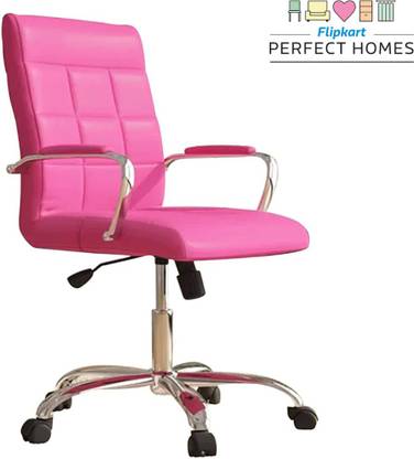 Flipkart Perfect Homes Medium Back Revolving Chair with Steel Handle Leatherette Office Arm Chair