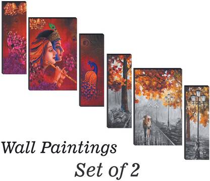 WALLMAX Radha Krishna And Modern Art Digital Reprint 18 inch x 12 inch Painting