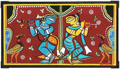 FURNATO | JAMINI ROY Painting Collection – Shri Krishna & Radha – MDF613 Digital Reprint 10 inch x 18 inch Painting