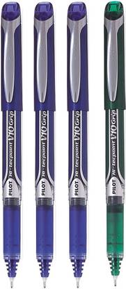 PILOT V10 Grip (Blue/Green - Set of 4) Roller Ball Pen