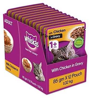 Whiskas Chicken in Gravy Junior Wet Kitten food - 85 gm (pack of 24) Chicken 1.02 kg (24x0.04 kg) Wet Adult Cat Food