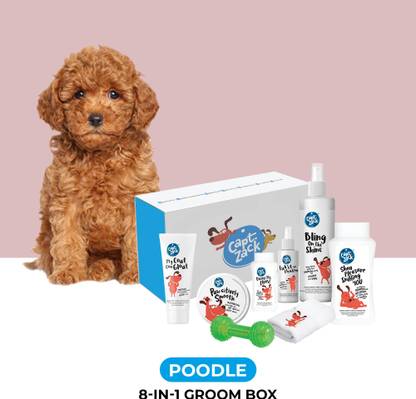 Captain Zack The Poodle Groom Box – Ultimate 8-in-1, Head-to-Paw Groom-Kit for Your Dog- (Shampoo +Conditioner +Dry Shampoo +Paw Butter +Toy +Towel)- pH Neutral and Paraben Free Pet Spa Kit