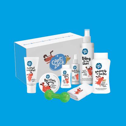 Captain Zack The Rottweiler Groom Box – Ultimate 8-in-1, Head-to-Paw Groom-Kit for Your Dog- (Shampoo +Conditioner +Dry Shampoo +Paw Butter +Toy +Towel)- 2.2kg Pet Spa Kit