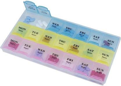 Crockery Centre 21 21 Compartment Weekly Pill Organizer, Medicine Storage, Timer Case Three-Times Pill Box