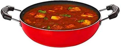 HM EVOTEK Kadhai Kadai Work With Handle And Stainless Steel Lids K-52 Wok with Lid 2 L capacity 24 cm diameter