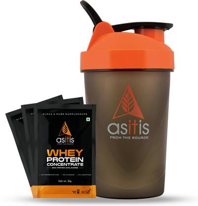 AS-IT-IS Nutrition Whey Protein Concentrate 80%, Single Serving Sachet 3 units with Shaker Whey Protein