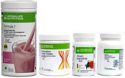 Herbalife Nutrition FORMULA1 ROSE KHEER + PROTEIN 200 GRAM + AFRESH TULSI + FORMULA 2 Protein Shake