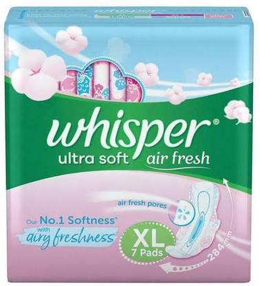 Whisper Ultra Soft Sanitary Napkin with Wings (XL) 7 pads Sanitary Pad