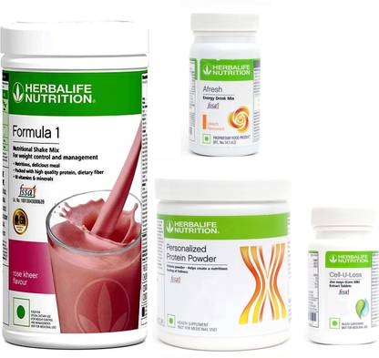 Herbalife Nutrition FORMULA1ROSE KHEER 500PROTIEN 200 G AFRESH ENERGY DRINK PEACH 50 G CELL U LOSS Whey Protein
