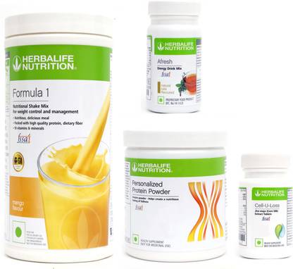 Herbalife Nutrition FORMULA1MANGO 500 PROTIEN 200 G AFRESH ENERGY DRINK TULSI 50 G CELL U LOSS Plant-Based Protein