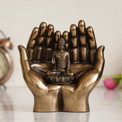 eCraftIndia Lord Buddha Cold Cast Bronze Resin Decorative Figurine Decorative Showpiece  -  14.9 cm