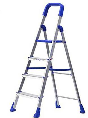 Shreeplast Black Heavy Folding Stepladders with Wide 4 Steps Ladder Sidhi Steel Ladder