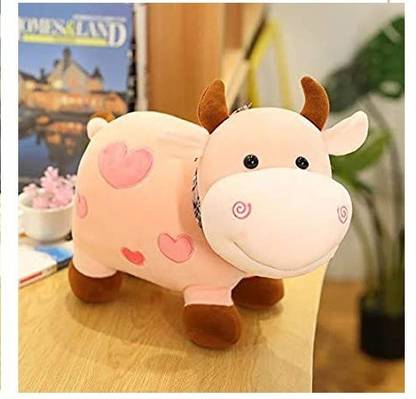 Crispy toys Super Soft Cute Plush Cow Soft Toy Farm Stuffed Animal for kids Playing Soft toy  - 25 cm