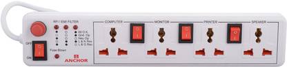 COPPE-RICO - SUPREMA QUALITA` Anchor 4 Way Power Strip with Individual Switch 4  Socket Extension Boards