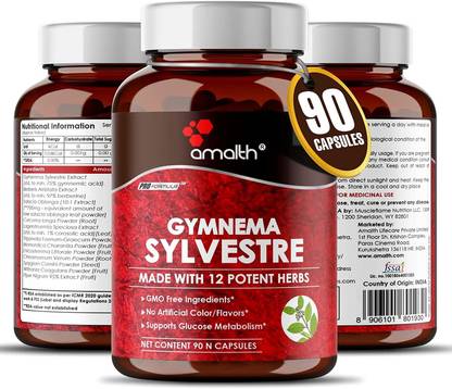 AMALTH Premium Gymnema Plus 495mg with True Ceylon Cinnamon Supplements 90 Capsules