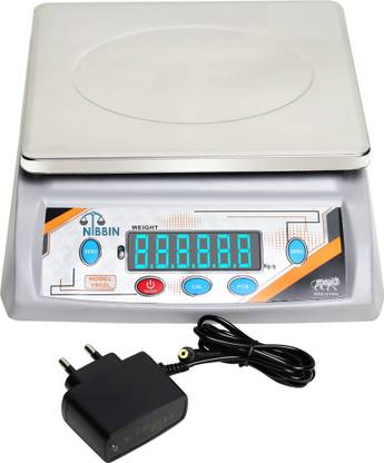 NIBBIN 30Kg Double Display chargeable Weight Machine with Steel Plate Top for Shop/Home Weighing Scale