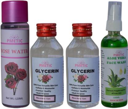 pmetic 100ml Rose Water,100ml Aloevera ,200ml Glycerin For Face Face Wash
